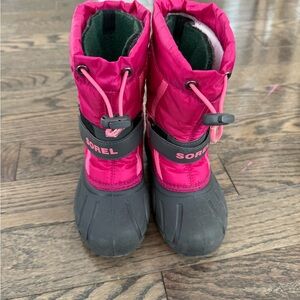 Sorel Toddler Girls Size 11 PiNk and Black Snow Boots